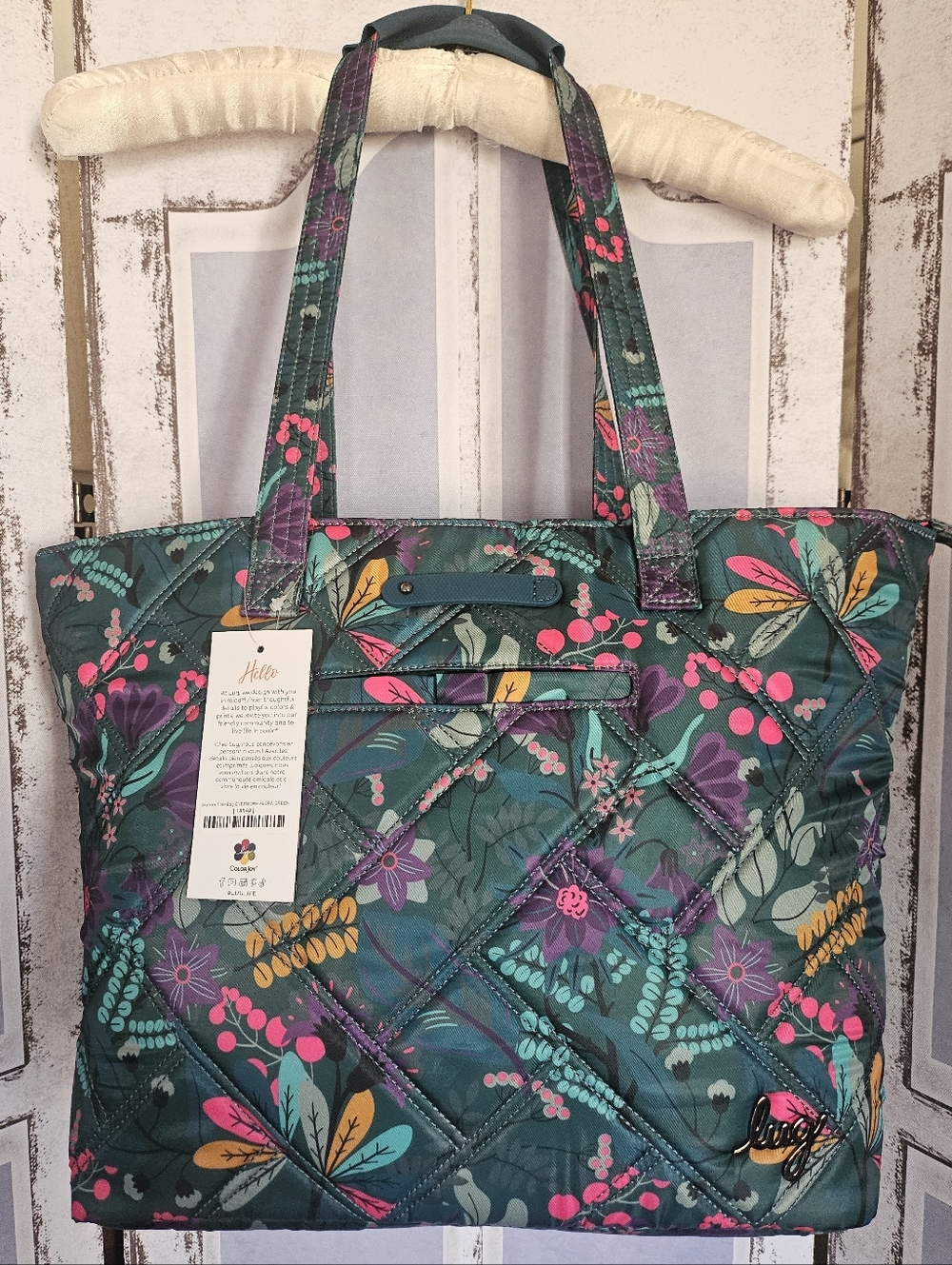 NWT Lug Skyliner Tote In Evermore Flora Green POPULAR Sold-Out Print